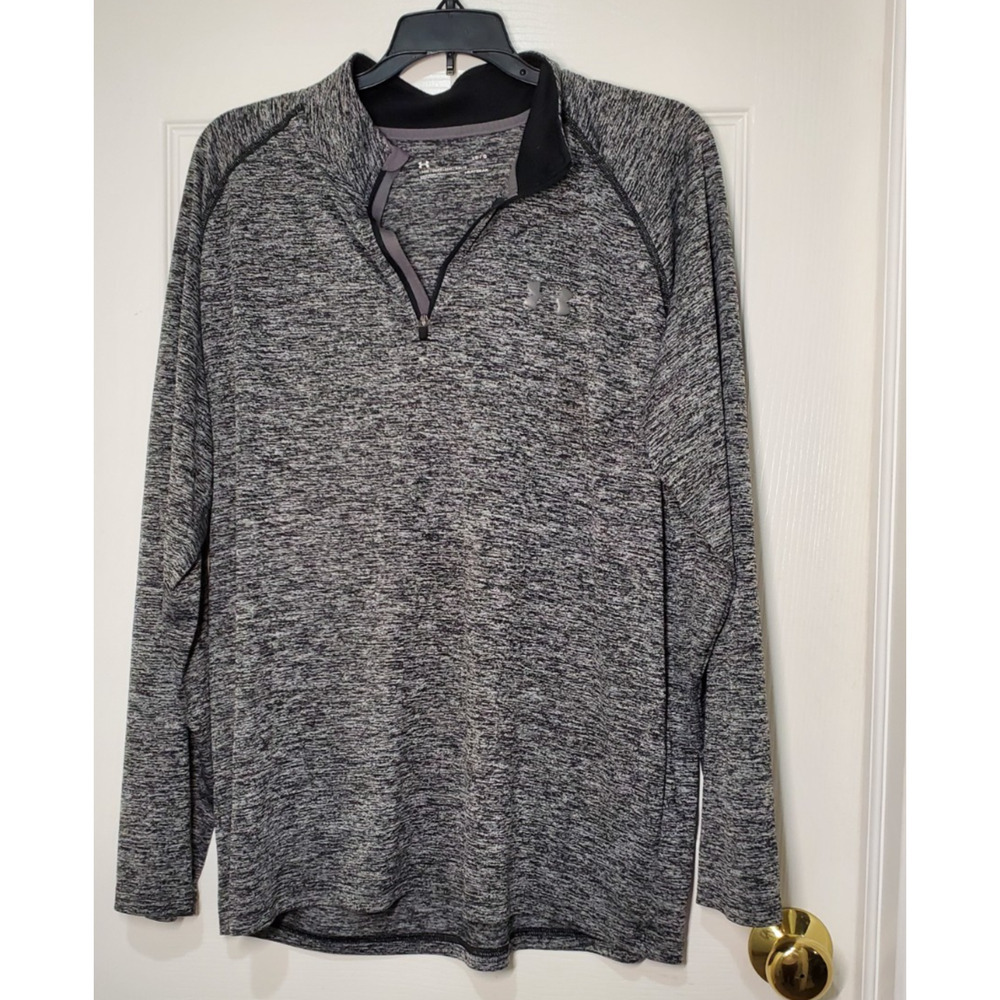 Under Armour HeatGear Men’s 1/4 Zip Pullover Long Sleeve Shirt Gray Black Size L